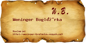 Weninger Boglárka névjegykártya