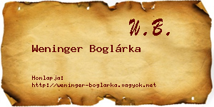 Weninger Boglárka névjegykártya